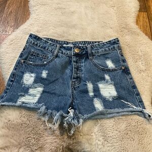 Cotton On‎ The Slouchy Short Womens Denim Shorts Size 2 Distressed